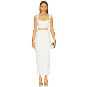 Superdown  veneda long skirt set crop top white size M NWT $88 msrp